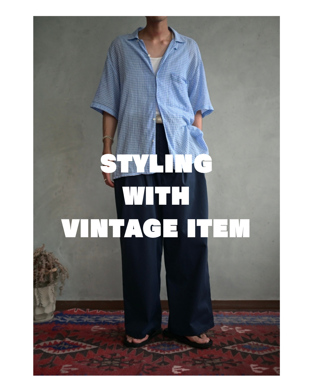 DAYCODE STYLING WITH VINTAGE ITEMS -DOUBLE TUCK WIDE TROUSER-