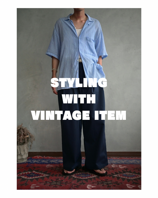 DAYCODE STYLING WITH VINTAGE ITEMS -DOUBLE TUCK WIDE TROUSER-